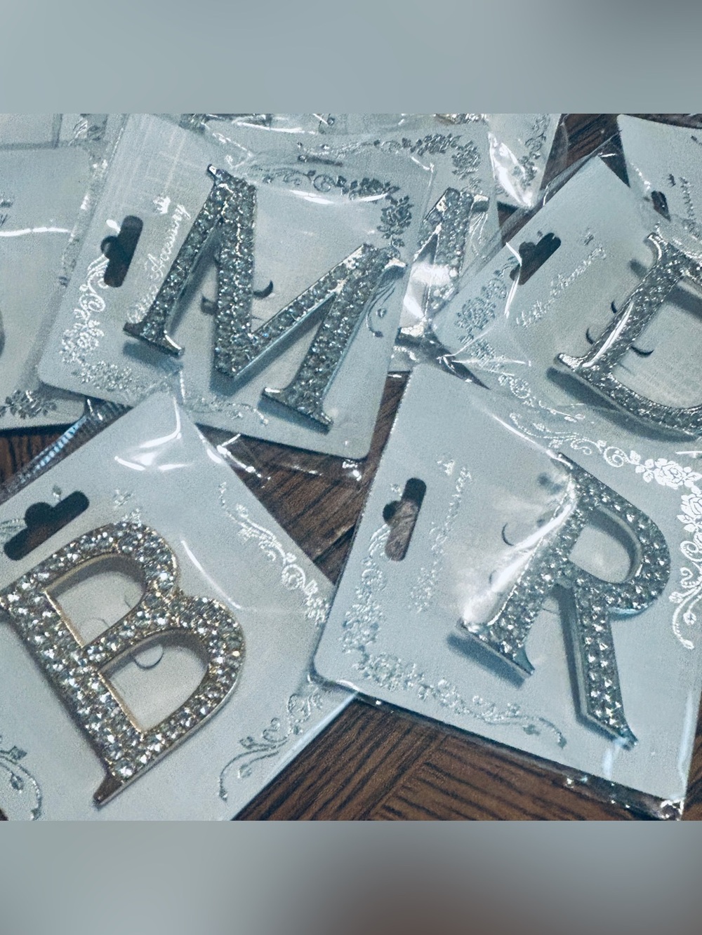$5 each - Rhinestone Initial Brooches NEW on Card Your Choice